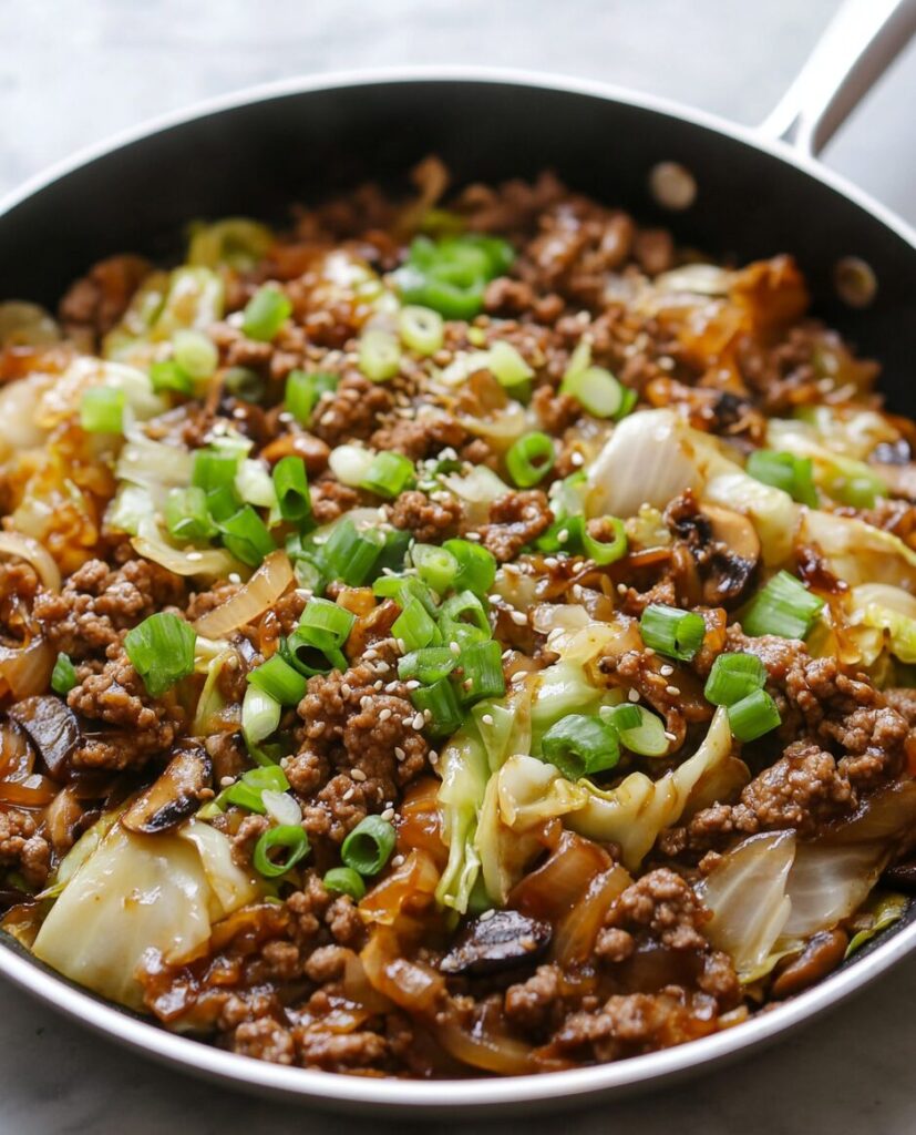 Chinese Ground Beef and Cabbage Stir Fry