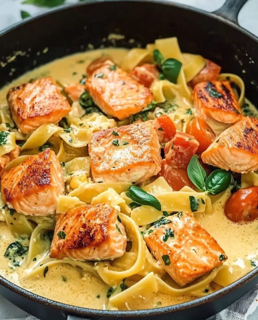 Healthy & Creamy Tuscan Salmon Pasta