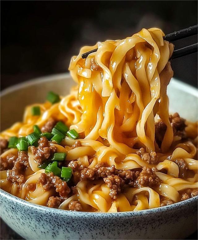 Mongolian Ground Beef Noodles