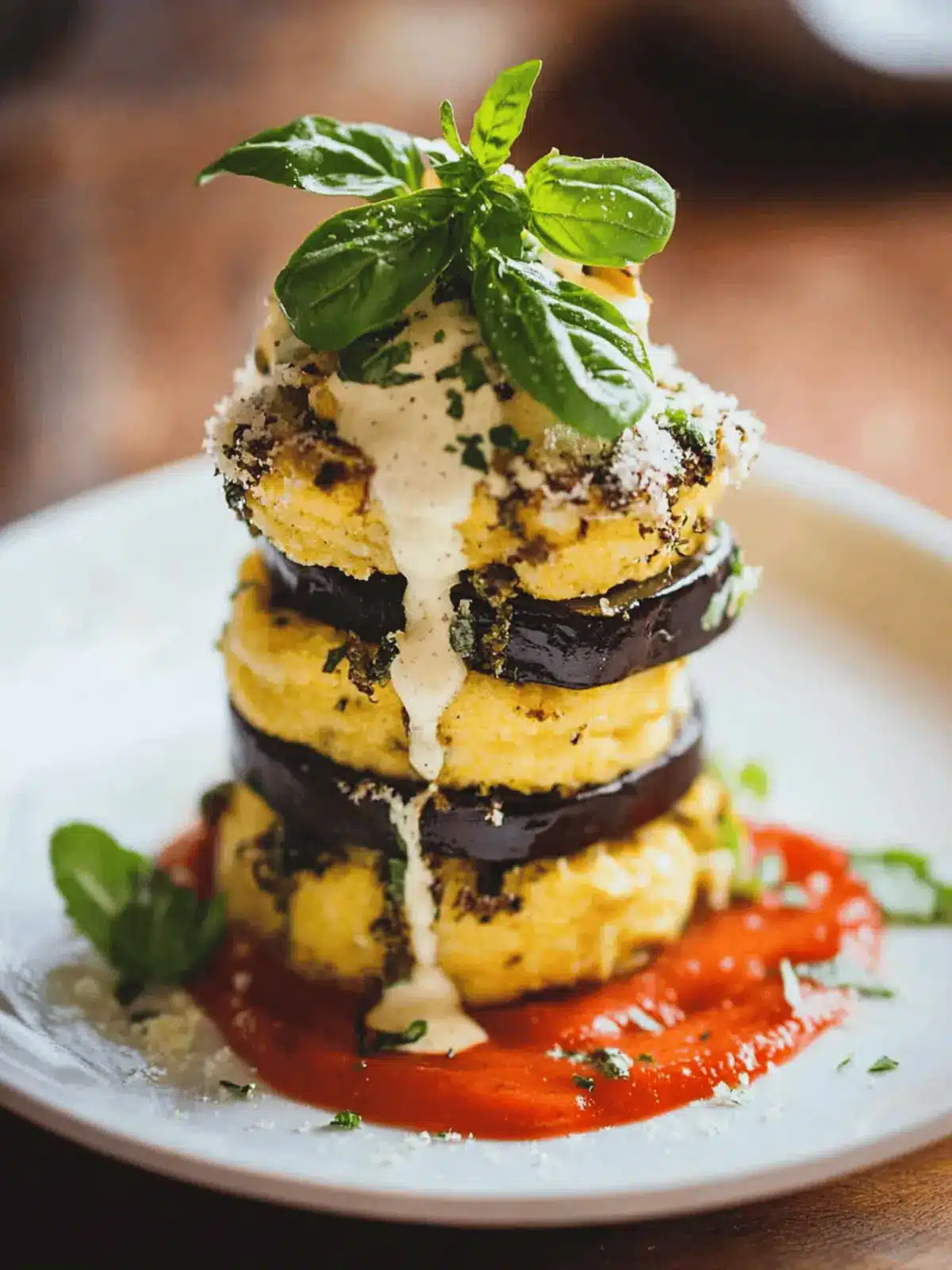 Eggplant Parmesan Polenta Stacks