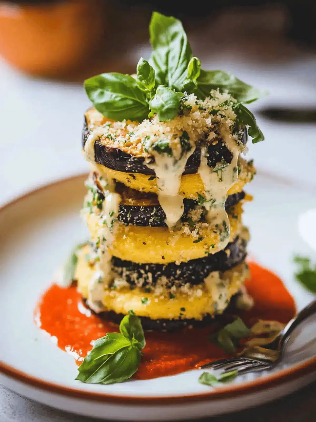 Eggplant Parmesan Polenta Stacks