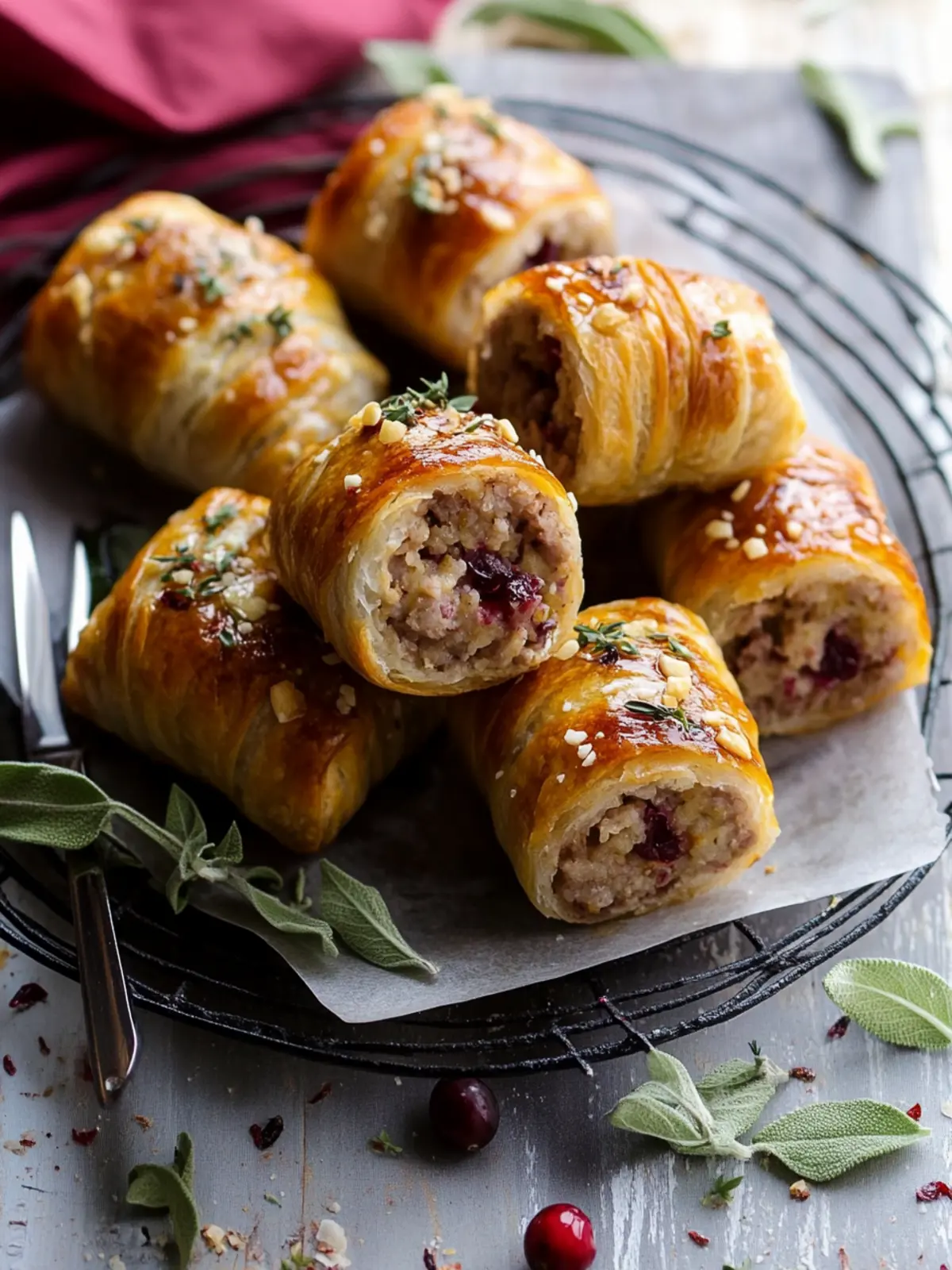 White Cheddar Cranberry Pork Sausage Rolls