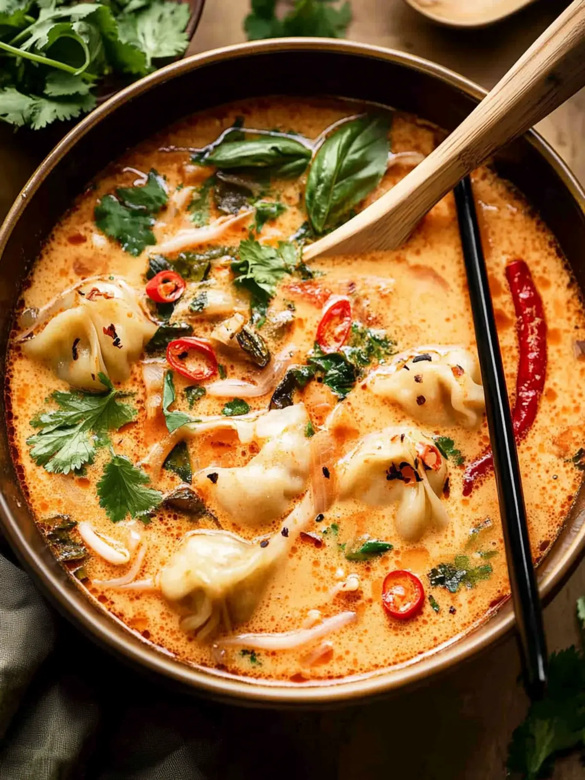 Thai Red Curry Dumpling Soup