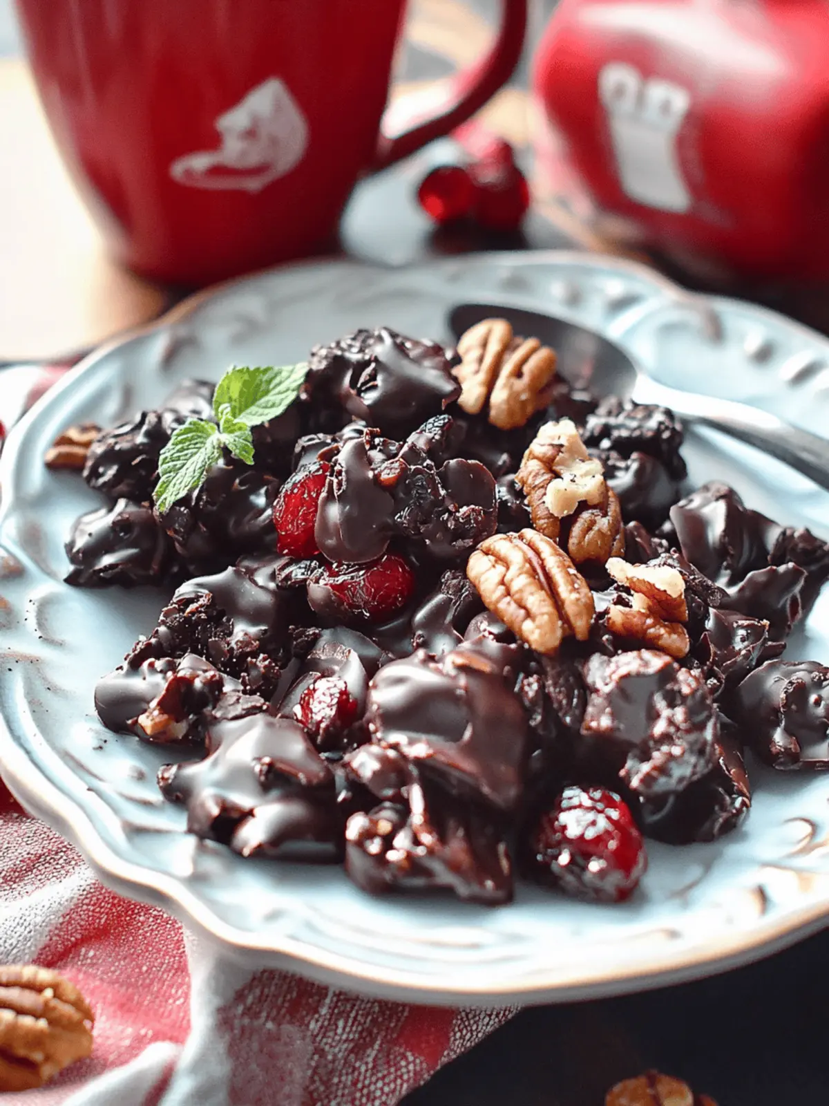 Chocolate Pecan Cranberry Clusters