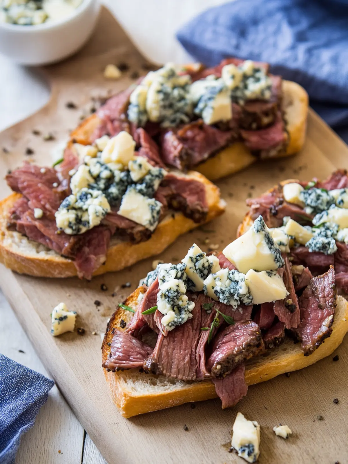 Roast Beef and Blue Cheese Tartines