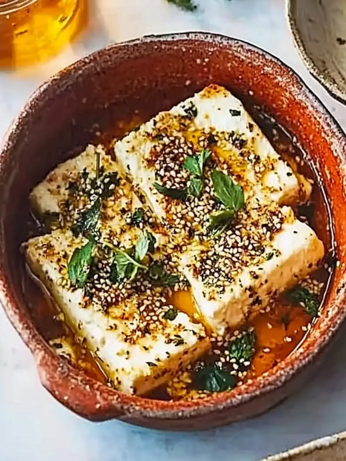 Baked feta with sesame & honey