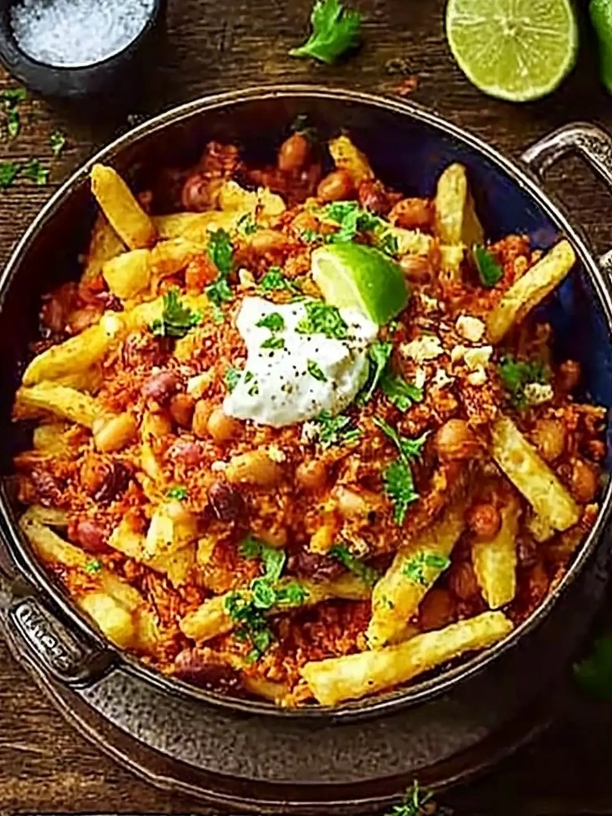 Vegan bean chilli fries