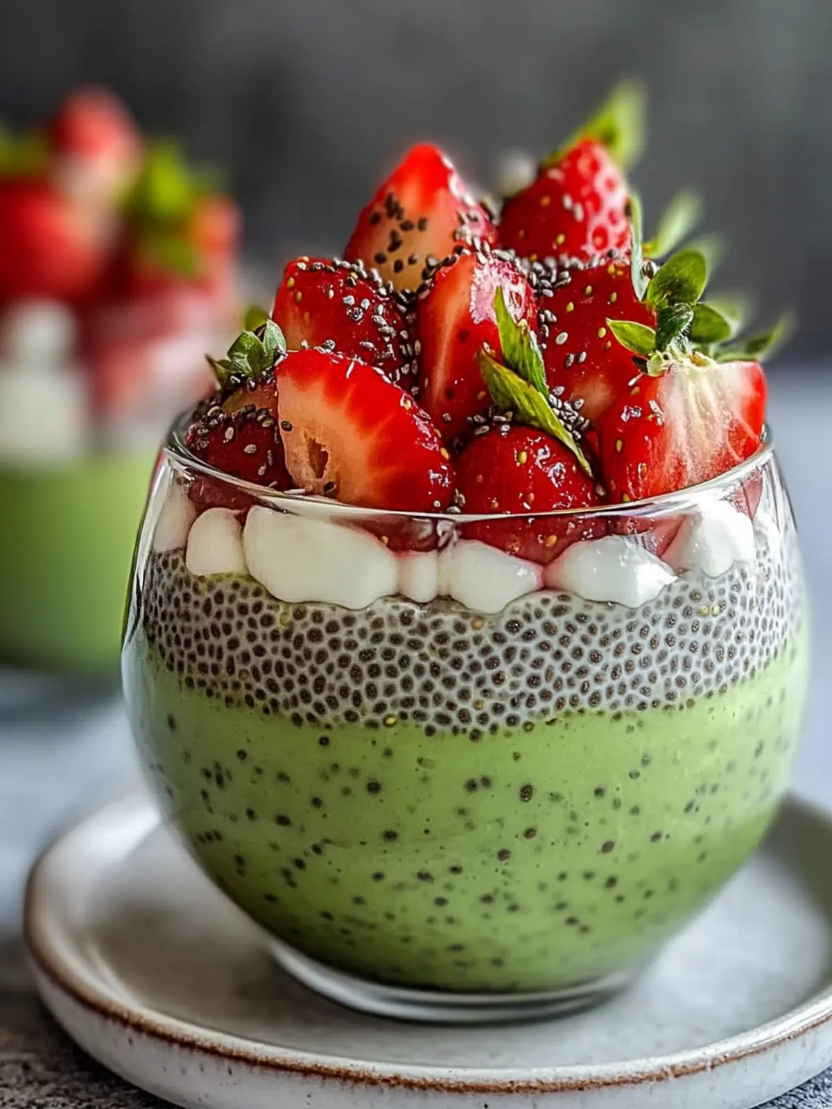 Strawberry Matcha Layered Chia