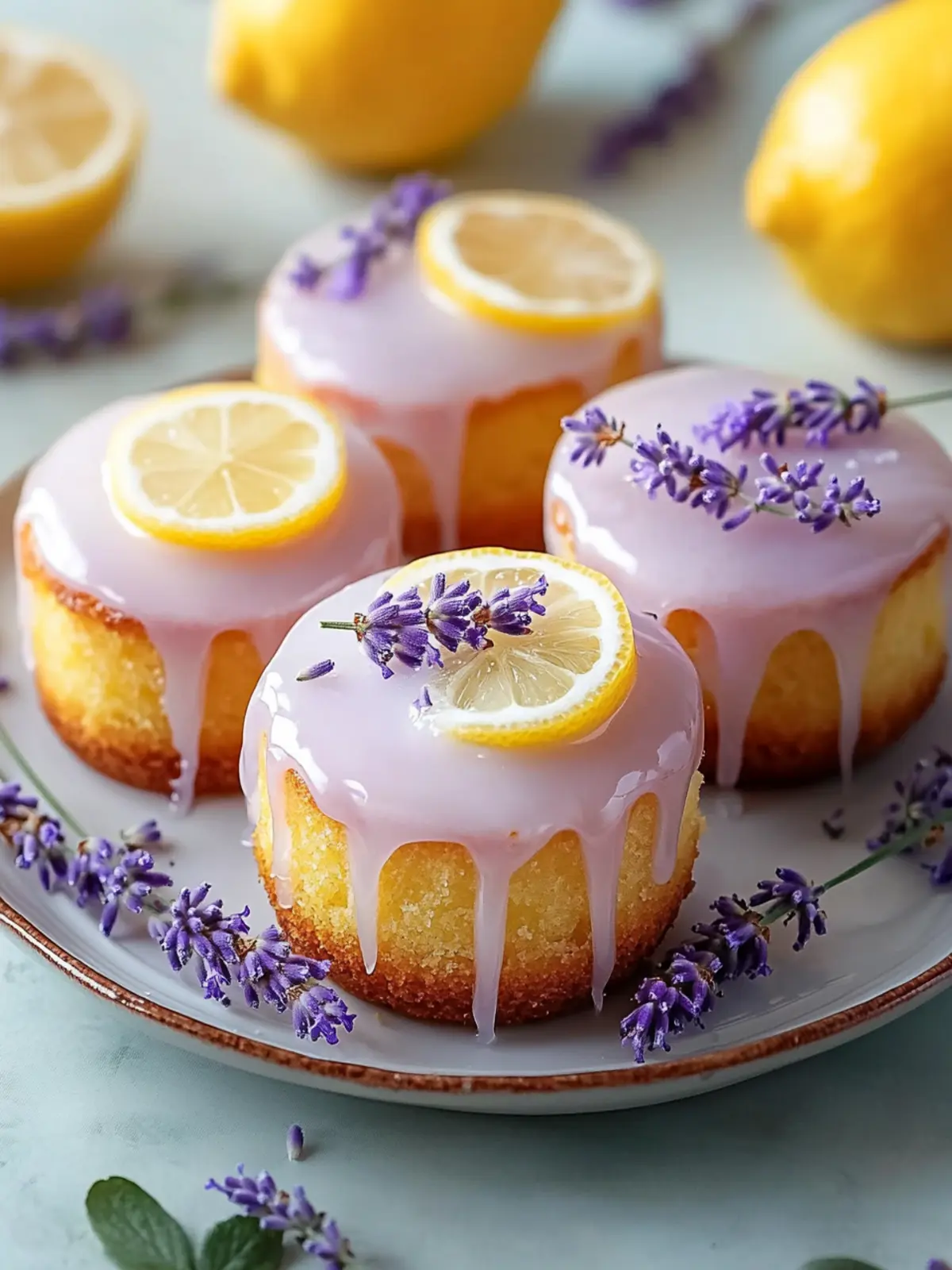 Mini Lemon Cakes with Lavender Glaze for Elegant Celebrations