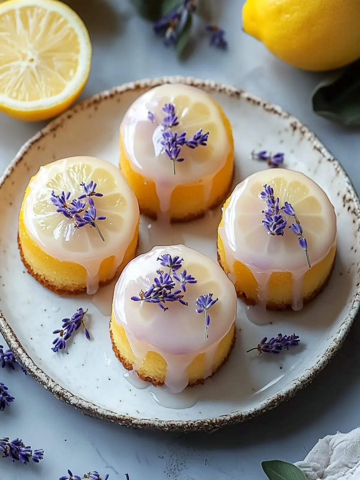 Mini Lemon Cakes with Lavender Glaze for Elegant Celebrations