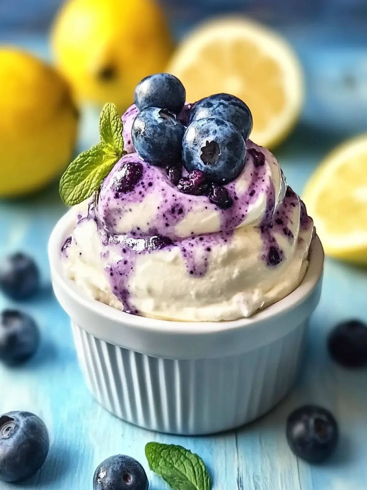 Delicious Lemon and Blueberry Keto Cheesecake Fluff in 10 Minutes