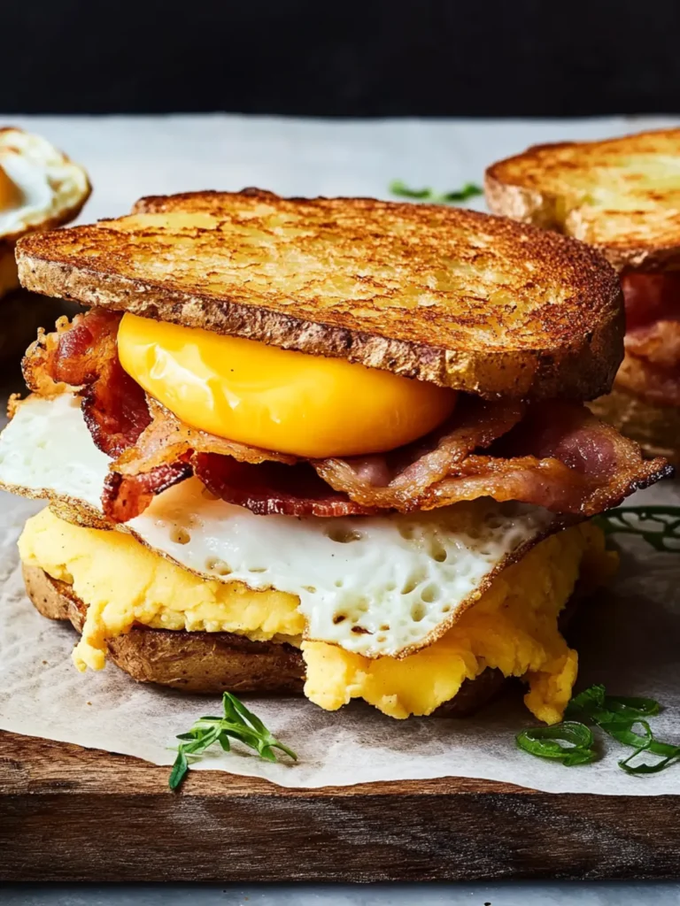 Crispy Potato, Bacon, Egg & Cheese Sandwiches