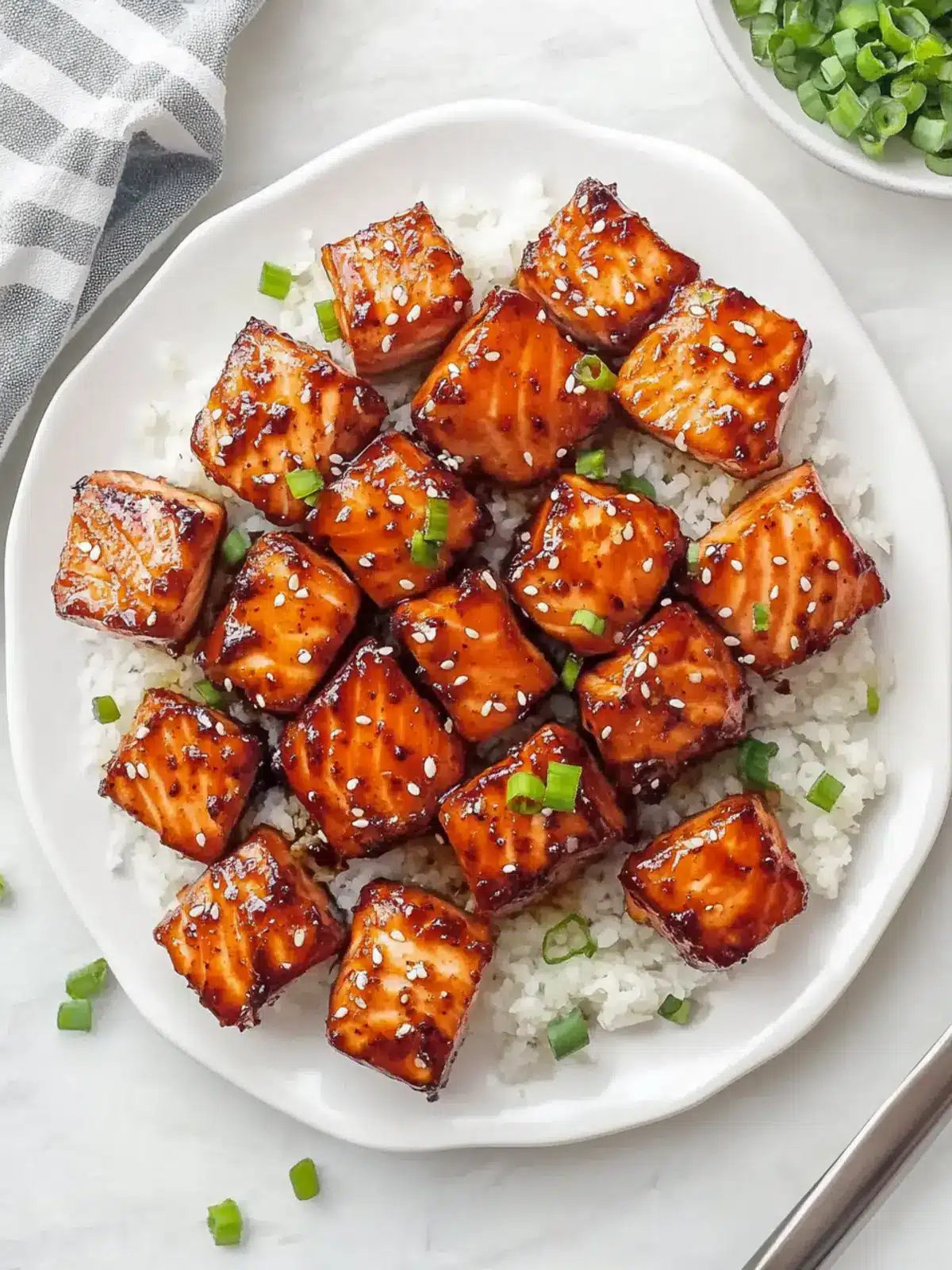 Honey Garlic Salmon Bites