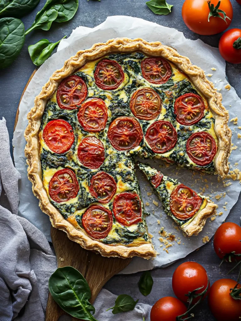 Vegan Tomato Spinach Quiche