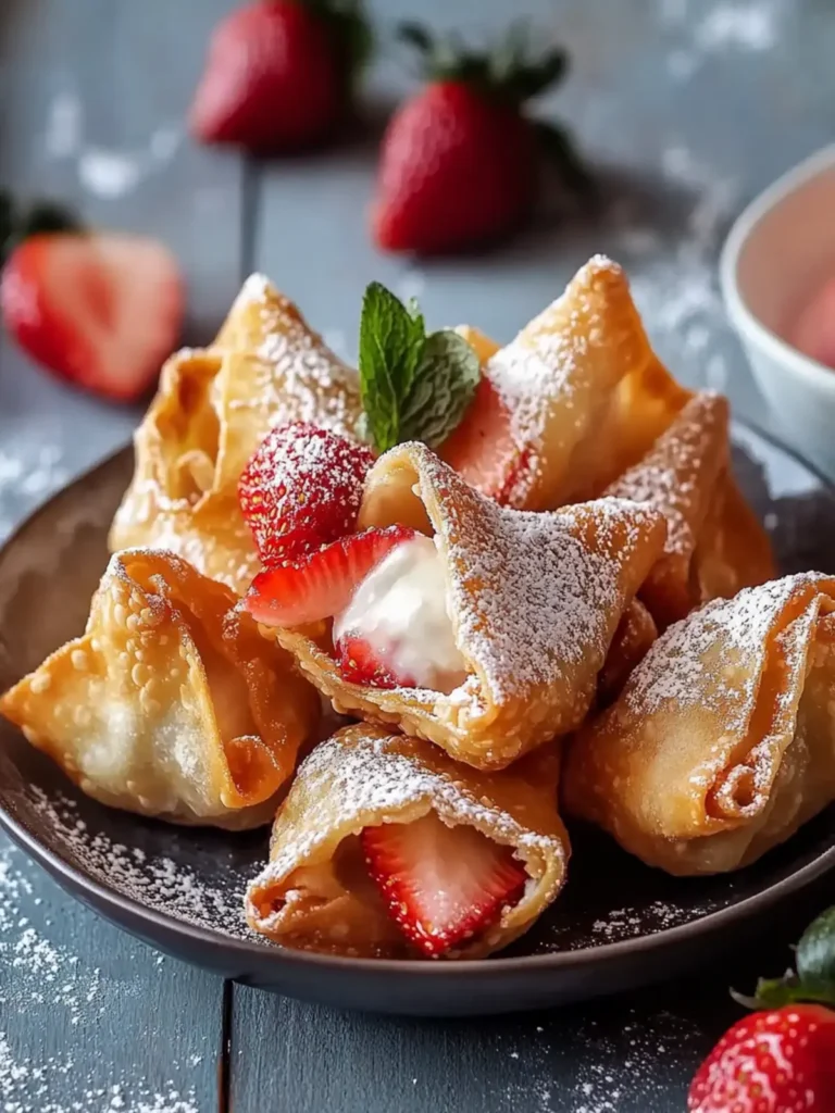 Quick Strawberry Cheesecake Wontons